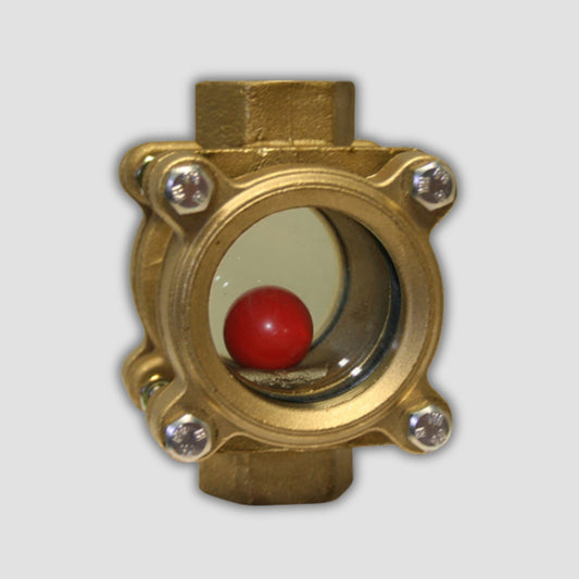 Bronze Flow Indicator Sight Glass – Double Hardened Glass Window – Moplen Ball