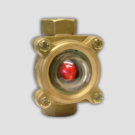Bronze Flow Indicator Sight Glass – Polycarbonate Dome – Moplen Ball