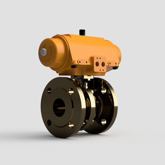 Hytork Actuated Flanged PN16 2 PCE Full Bore B62 Bronze Mariani Ball Valves (Air Open Spring Close)